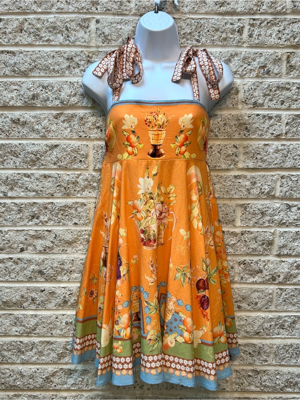 Caroline Constas Orange Floral & Fruit Tie-Shoulder Mini Dress - Picture 2 of 7